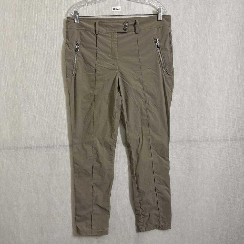 Anatomie Women's Large Brown / Beige Skinny Leg Zip Pocket Travel Peggy Pants